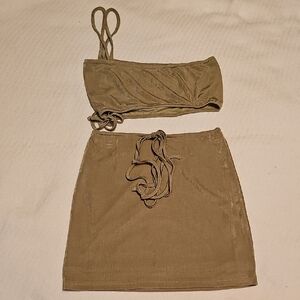 Olive Green Women's Skirt Set